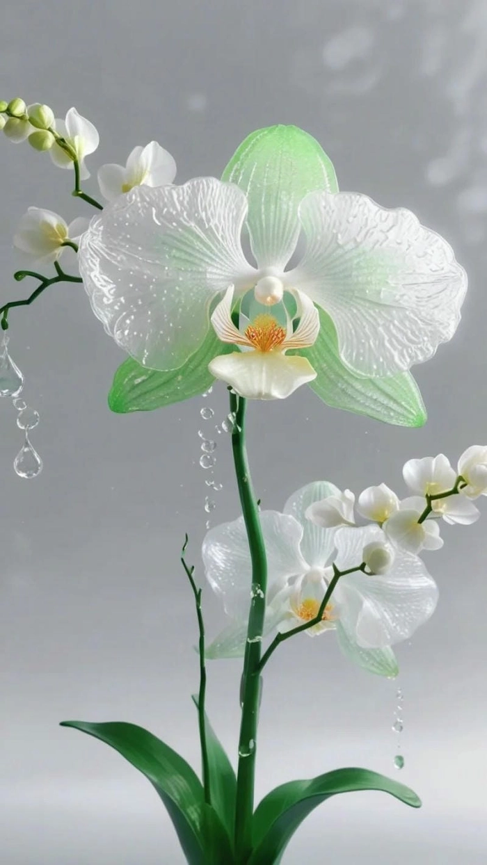 Hình nền hoa lan trắng thanh lịch 