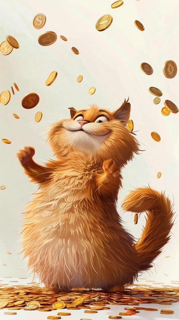 Hình nền mèo thần tài may mắn, tài lộc tràn đầy