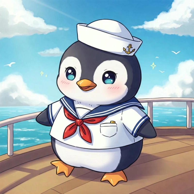 Chim cánh cụt vẽ chibi đáng yêu
