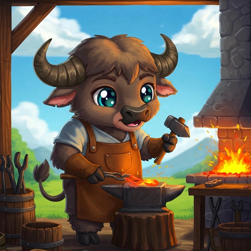 Con trâu với phong cách chibi