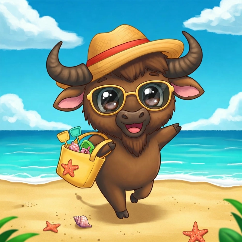 Trâu chibi cute ngộ nghĩnh