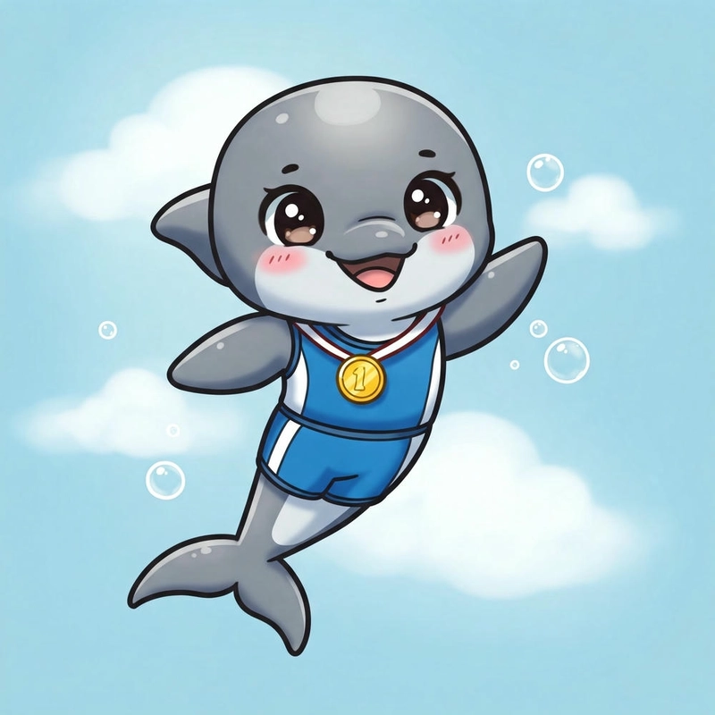 Hình cá heo cute kiểu chibi