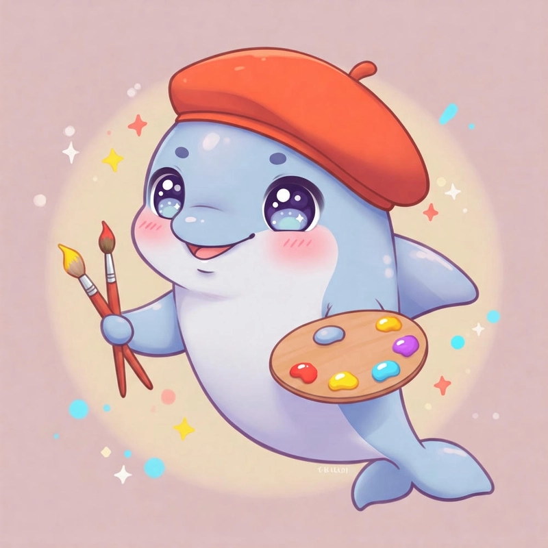 Hình cá heo chibi đáng yêu anime