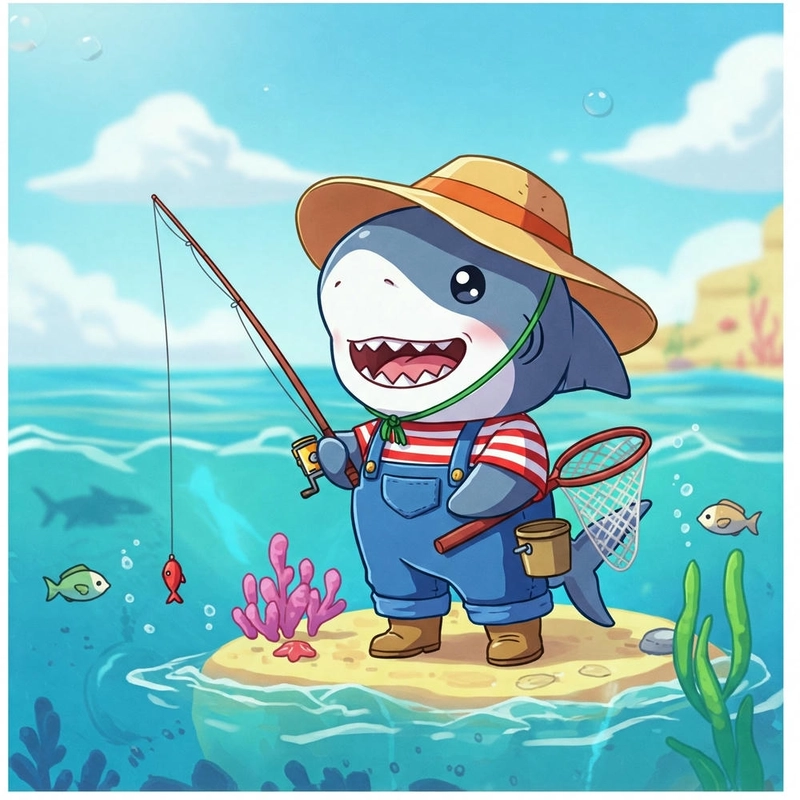 Hình chibi cá mập đáng yêu