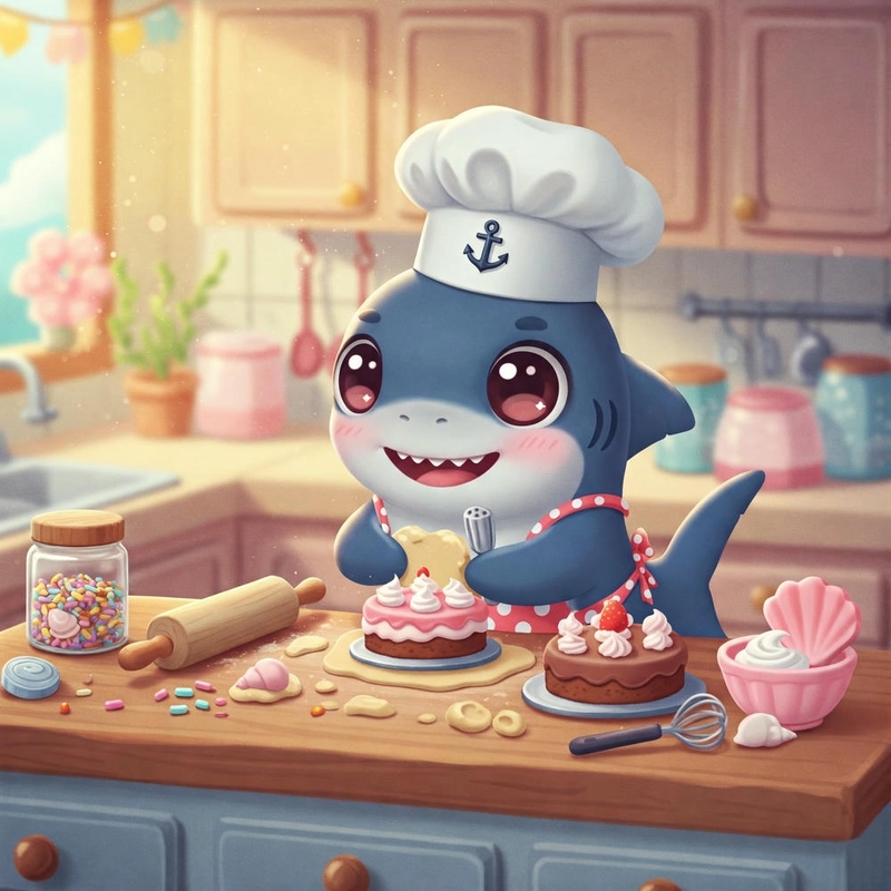 Hình minh họa cá mập chibi