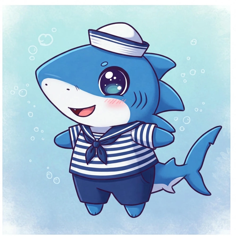 Hình ảnh cá mập phong cách chibi