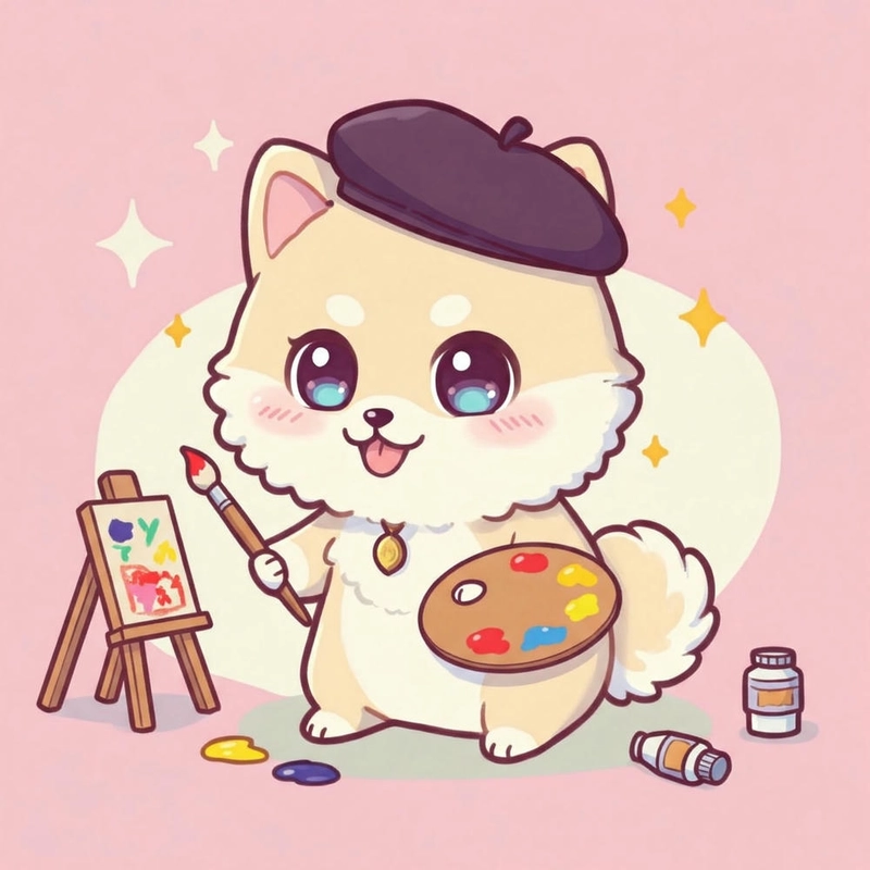 Con chó chibi màu sắc