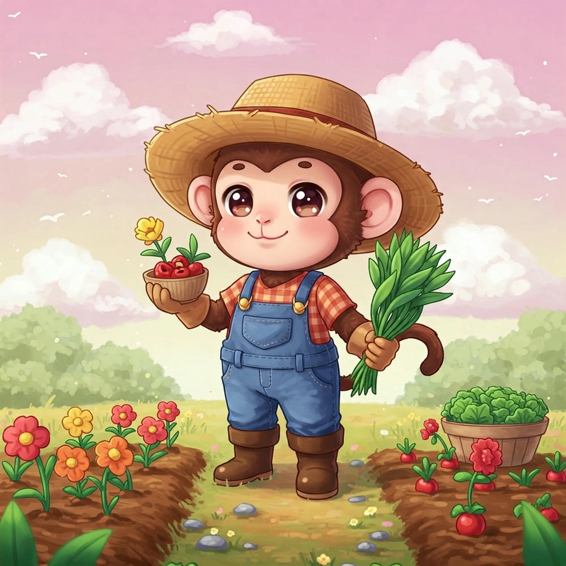 ảnh vẽ con khỉ chibi đáng yêu
