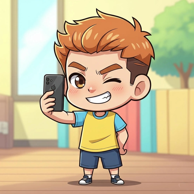 Hình chibi anime nam đẹp selfie