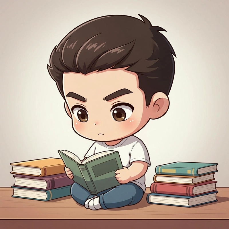 Ảnh Chibi nam ngồi đọc sách