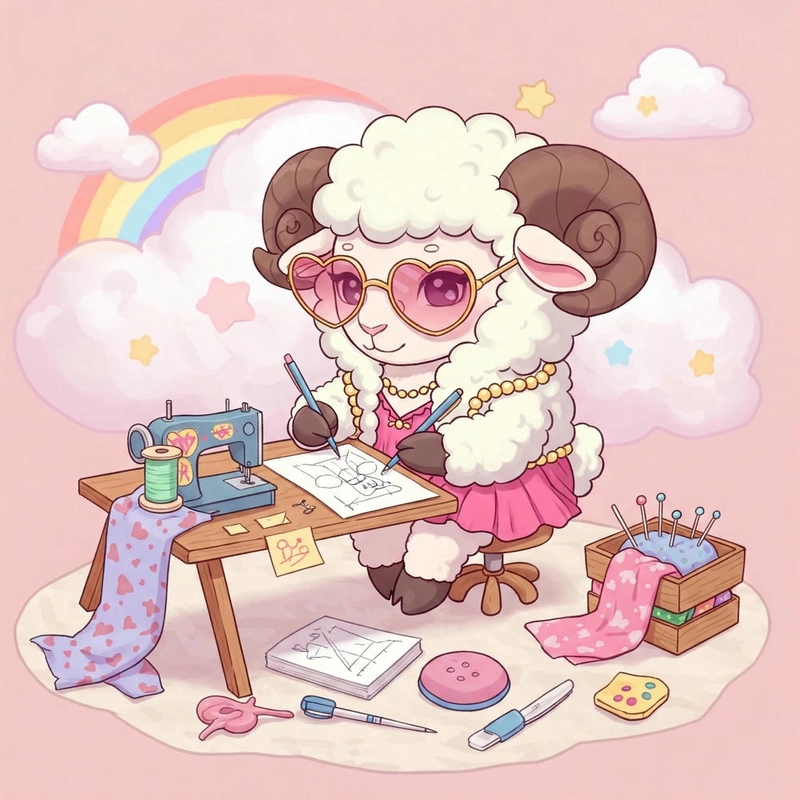 ảnh vẽ con cừu chibi dễ thương 