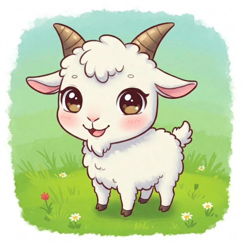 Ảnh con dê chibi hoạt hình cute