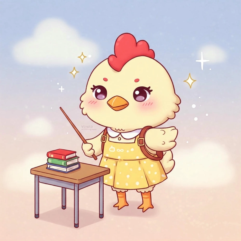 Gà con chibi art dễ thương 
