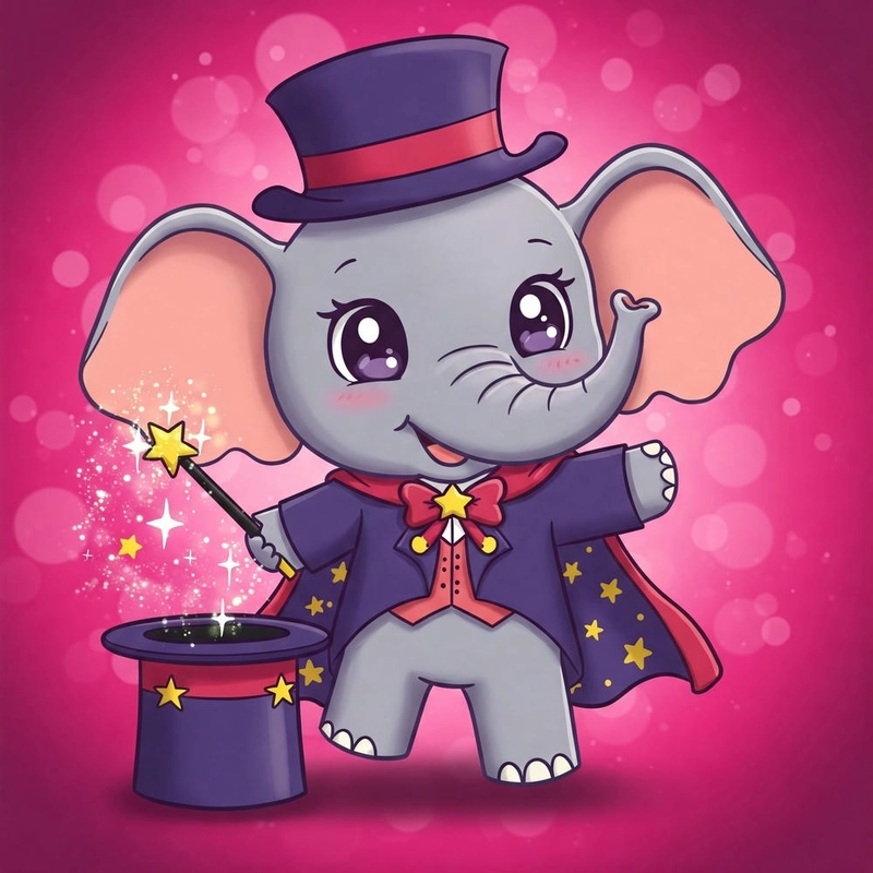 Hình vẽ voi con chibi dễ thương