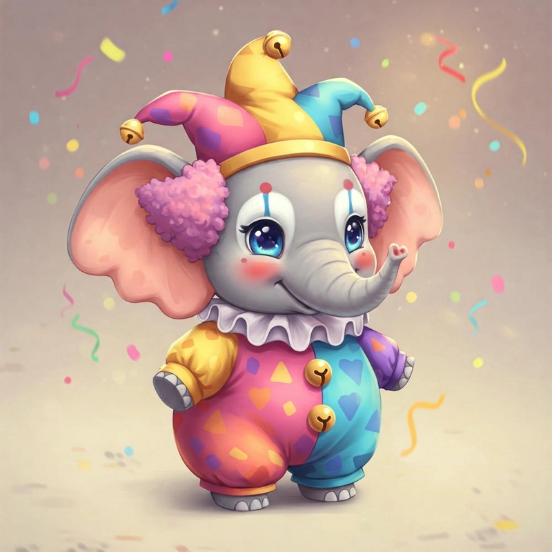 Bức ảnh voi con phong cách chibi