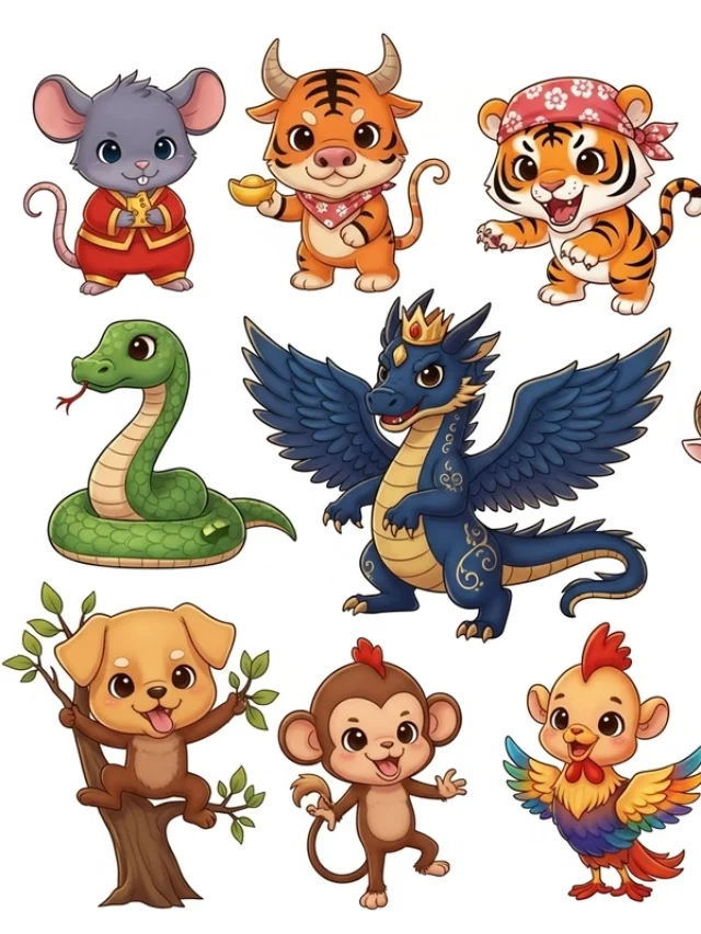 Bộ ảnh 12 con giáp chibi cute đặt avatar, hình nền