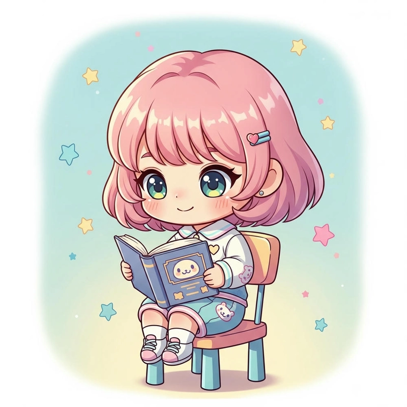 hình ảnh chibi nữ cute màu hồng