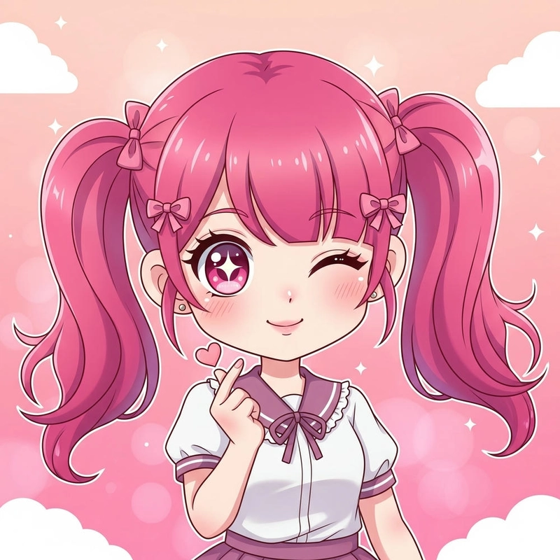 Hình cute chibi nữ mặc đồ màu hồng