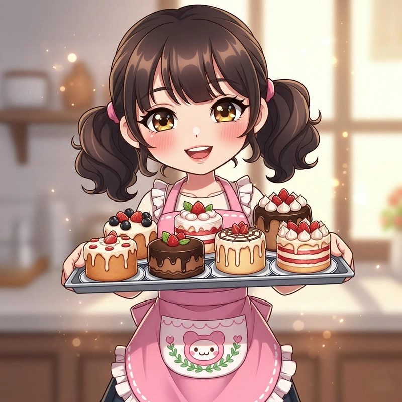 ảnh chibi nữ cute mặc đồ màu hồng