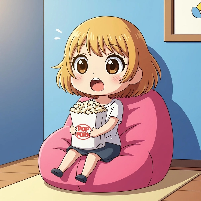 ảnh chibi nữ cute ngồi ghế hồng