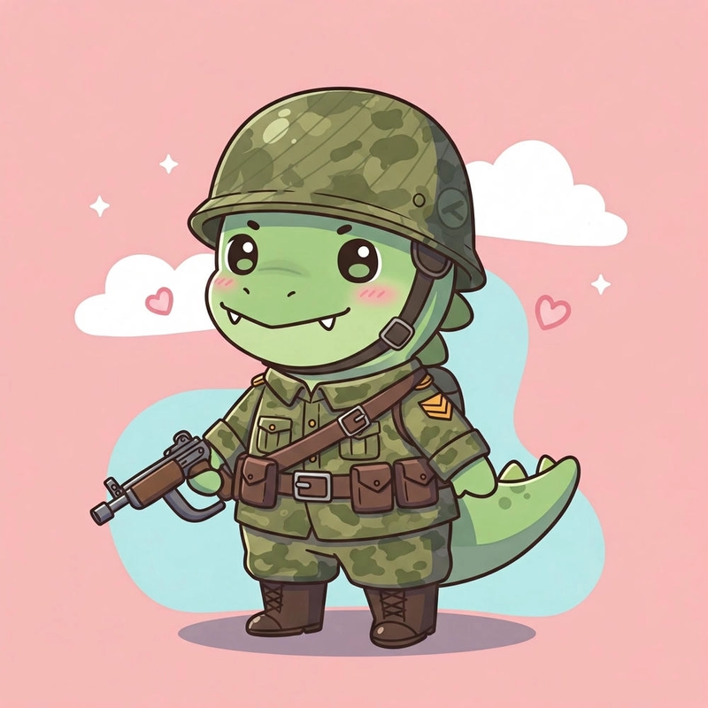 Tranh khủng long chibi dễ thương