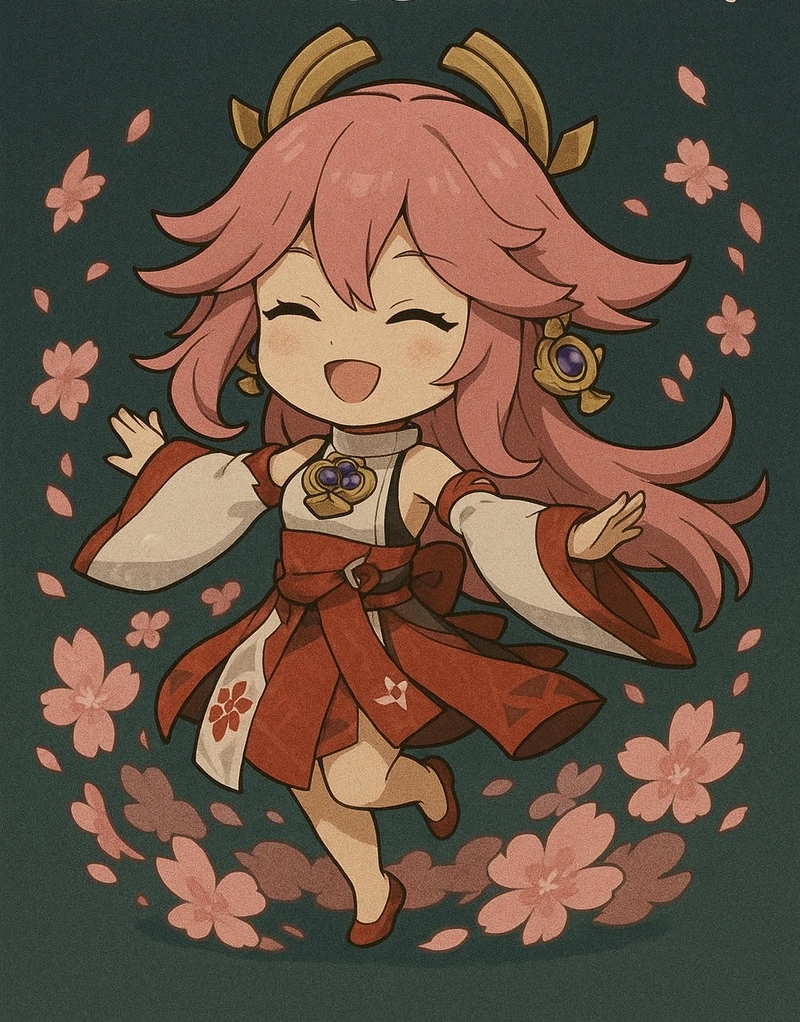ảnh yae miko chibi ngộ nghĩnh