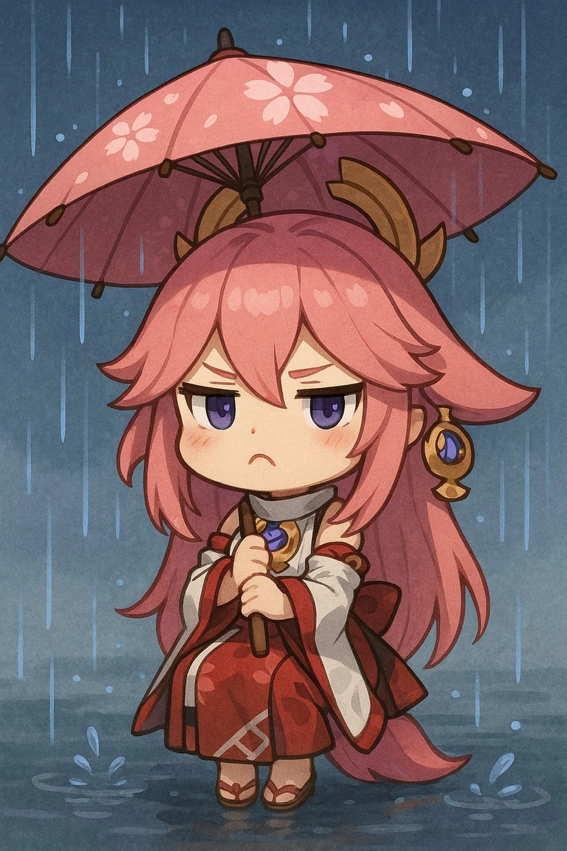 yae miko chibi phong cách anime