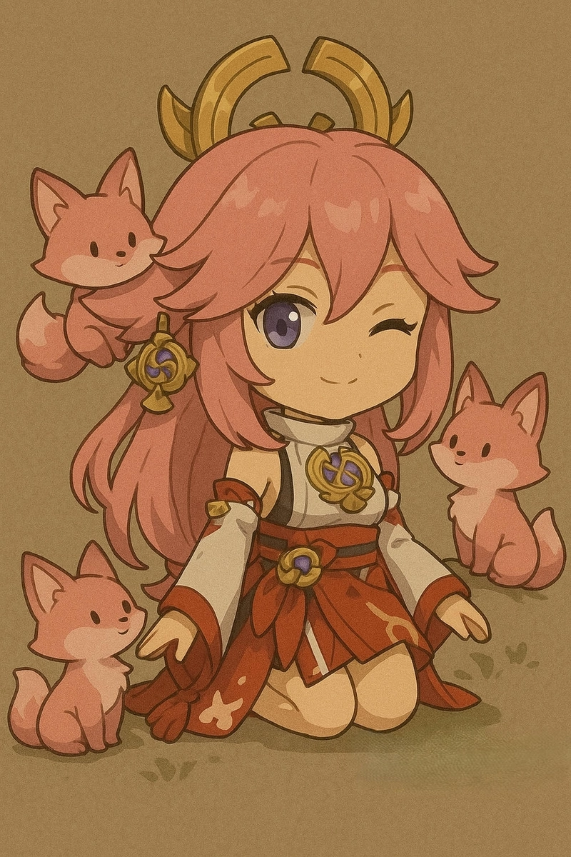 sticker yae miko chibi dễ thương