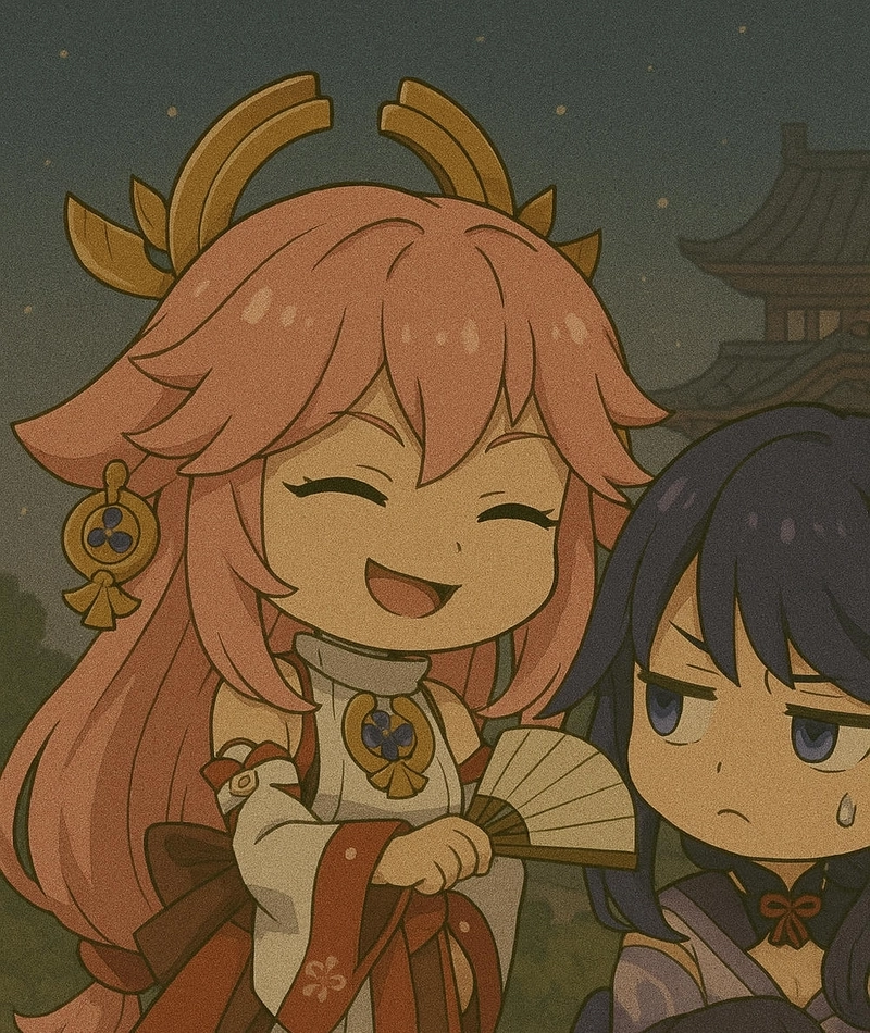 yae miko chibi phong cách anime